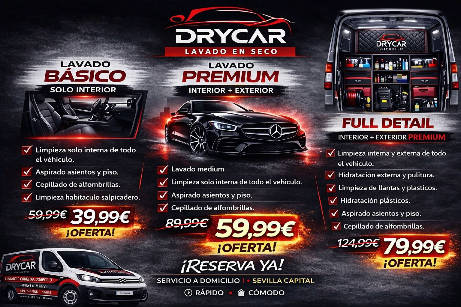 Ofertas DryCar - Lavado Básico, Premium y Full Detail